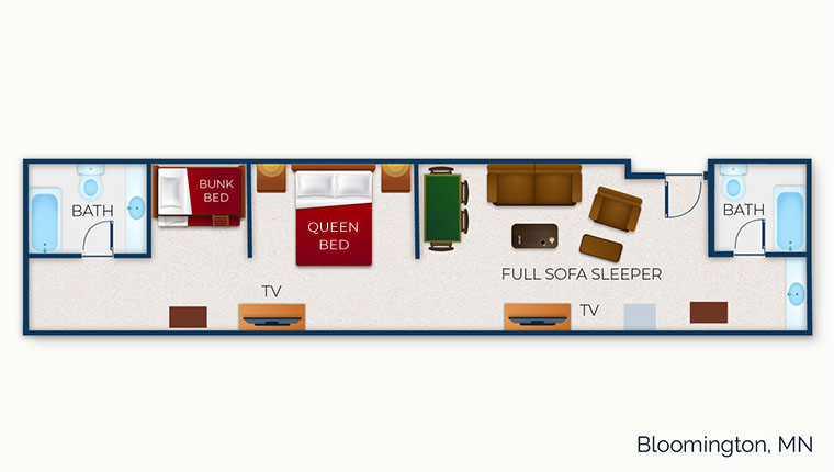 The floor plan for the Grand Bunk Bed Suite (Standard)